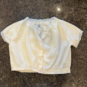 Brandy Melville Ivory/Lace Crop Blouse